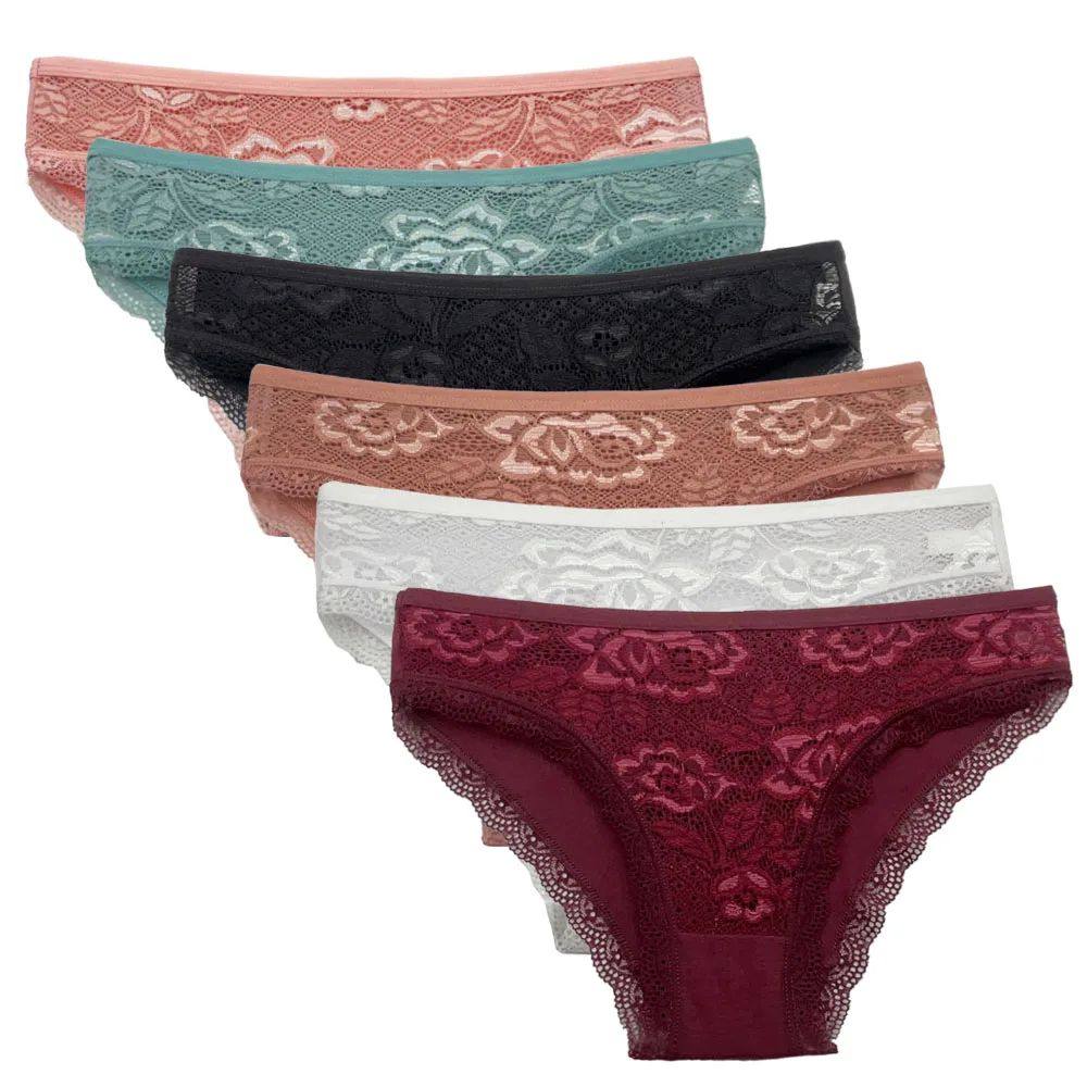 5 PCS Cotton Lace Bow Briefs for Women Soft Low Rise Hipster Panties Set Multicolor Everyday Underwear