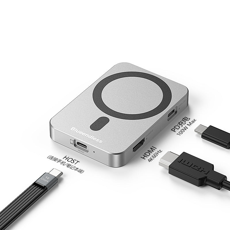 Magnetic 8-Port Docking Station with Hard Drive Enclosure & Built-In Turbo Fan | MagSafe iPhone Hub | 10Gbps USB-C SD Card Reader