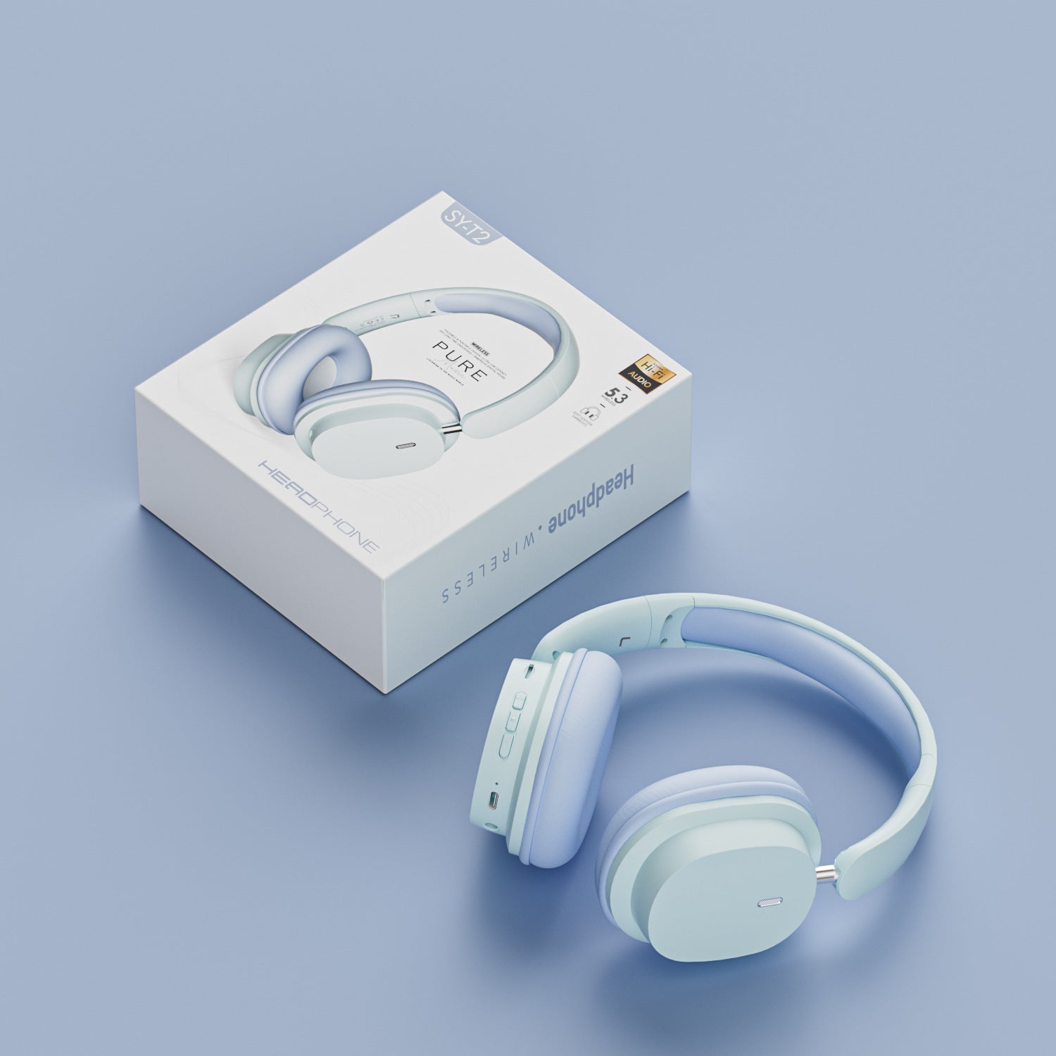 Wireless Bluetooth Over-Ear Headphones 6D Immersive Stereo Sound Foldable On-Ear Headset with Wired Mode USB Charging Cable Mic for Music Gaming Travel School - SY-T4