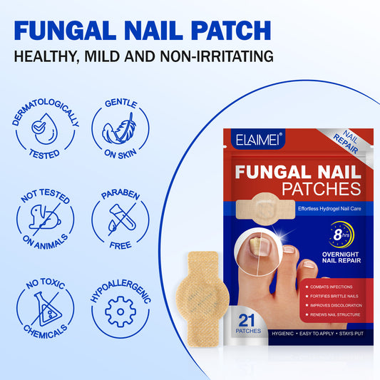 ELAIMEI Fungal Nail Patches | 21-Pack Overnight Hydrogel Nail Repair Treatment | Anti-Fungal Toenail Restoration Patches
