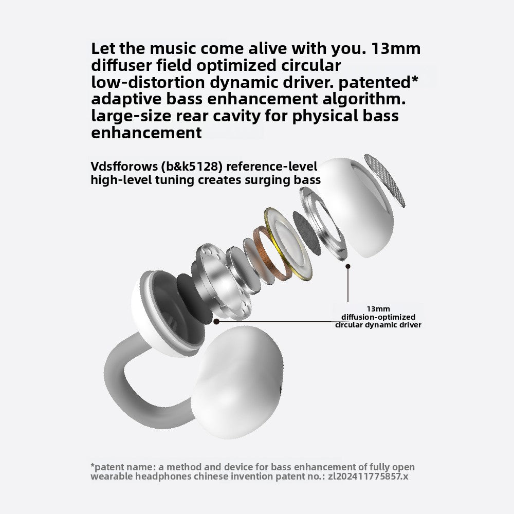 Moondrop Open Ear Wireless Earbuds Hardware AI Noise Cancellation Dipole Acoustic Design Crystal Clear Calls 90H Standby Dual Device Connection Bluetooth TWS for iPhone Android Work Music