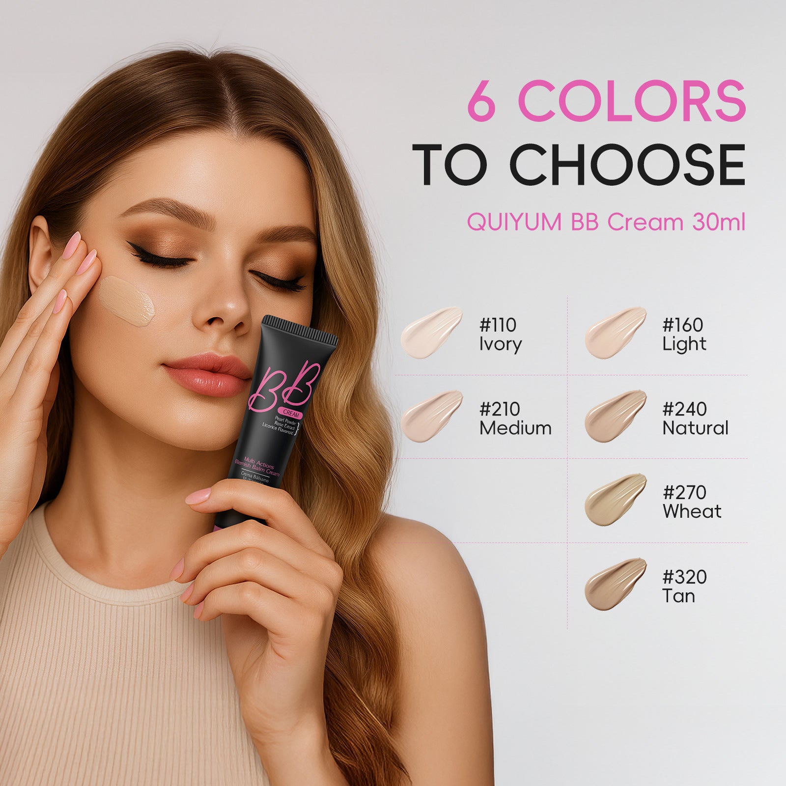 Quiyum BB Cream Multi Action Blemish Balm | Pearl Powder Rose Extract All Skin Tones 30ml