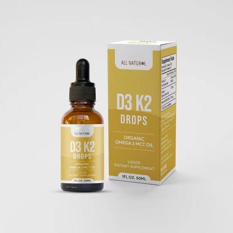 D3 K2 Drops | Organic Omega 3 MCT Oil Liquid Supplement | Vitamin D3 K2 50ml Drops