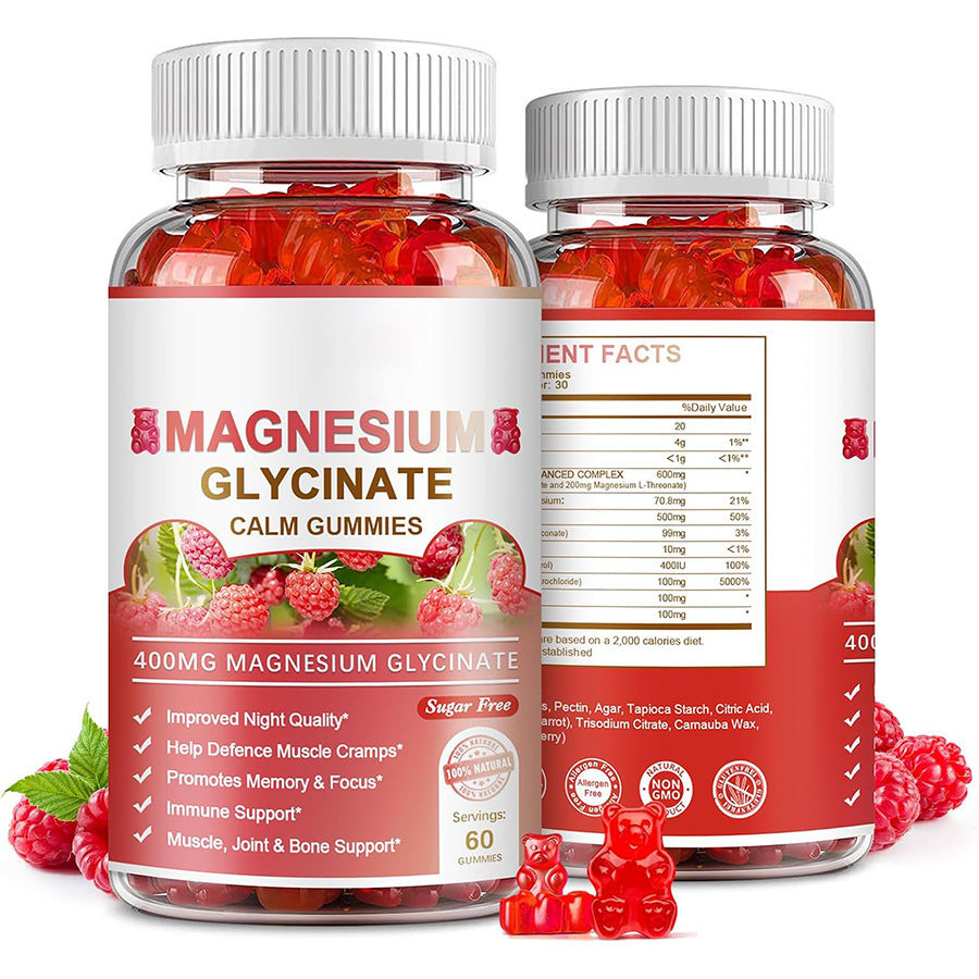 Magnesium Glycinate Calm Gummies 400mg | Sugar Free Sleep, Muscle Cramp, Focus & Immune Support | 60 Gummies