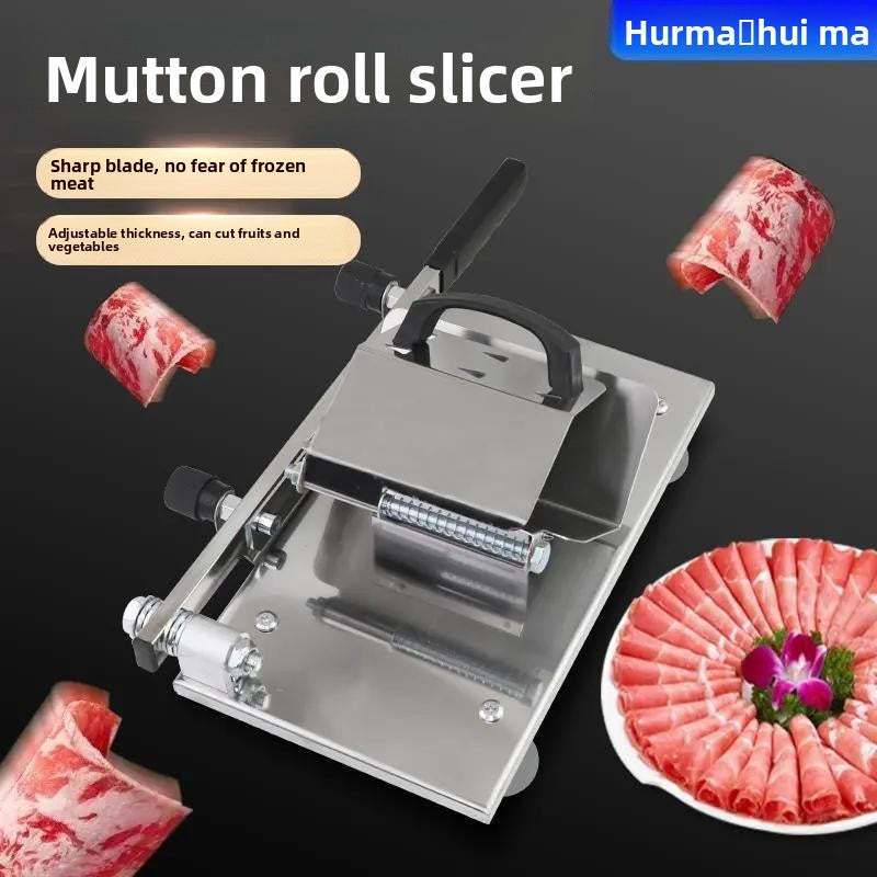 Manual Frozen Meat Slicer Stainless Steel Adjustable Thickness Lamb Beef Mutton Cutting Machine Home Kitchen Food Slicer