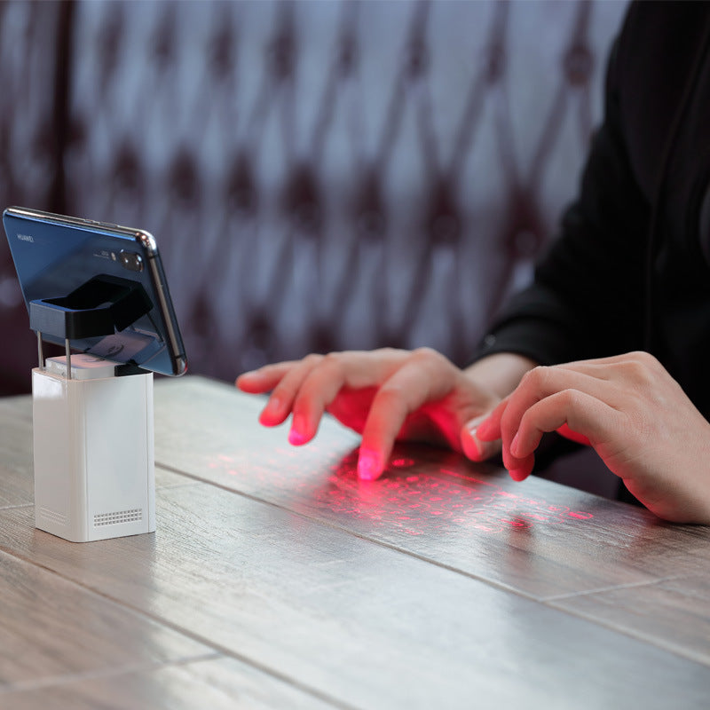 Virtual Laser Projection Keyboard Bluetooth Wireless Portable Mini Phone Stand | Smart Infrared Keyboard for iPhone Android iPad Tablet Laptop Travel Office