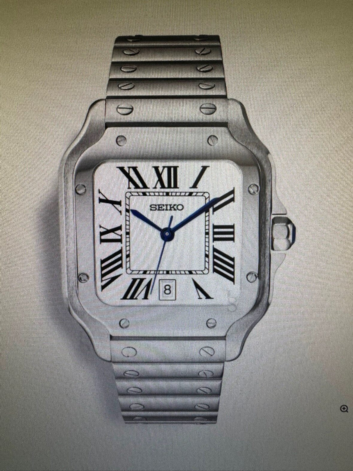 Seiko Automatic Watch Men | Arabic Numeral Blue Tapisserie Dial | Octagon Screw Bezel | Silver Steel Royal Oak Style Watch