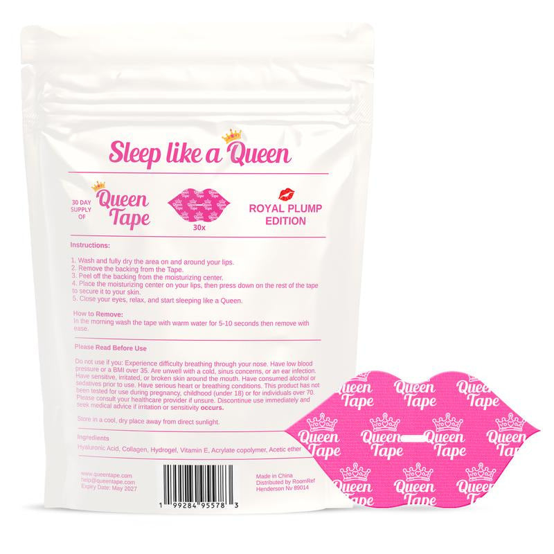 Queen Tape Royal Plump Edition Mouth Tape with Collagen, Hyaluronic Acid & Vitamin E ? Lip Plumping Sleep Mouth Tape