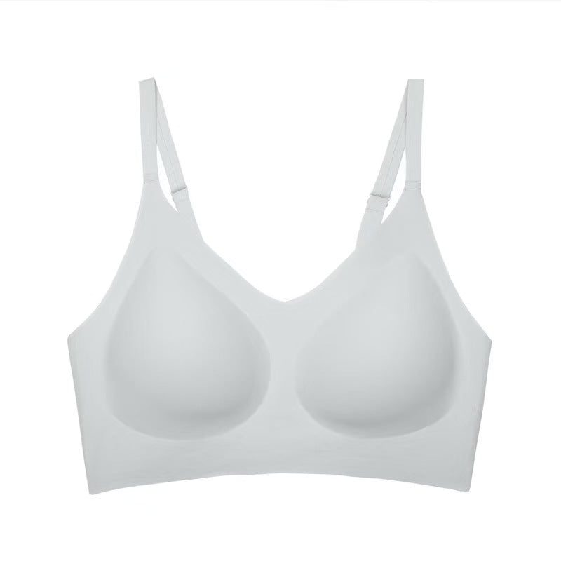 Women's Sage Green Seamless Wireless Bralette with Adjustable Straps, Back Hook and Deep V Neckline for Everyday Wear