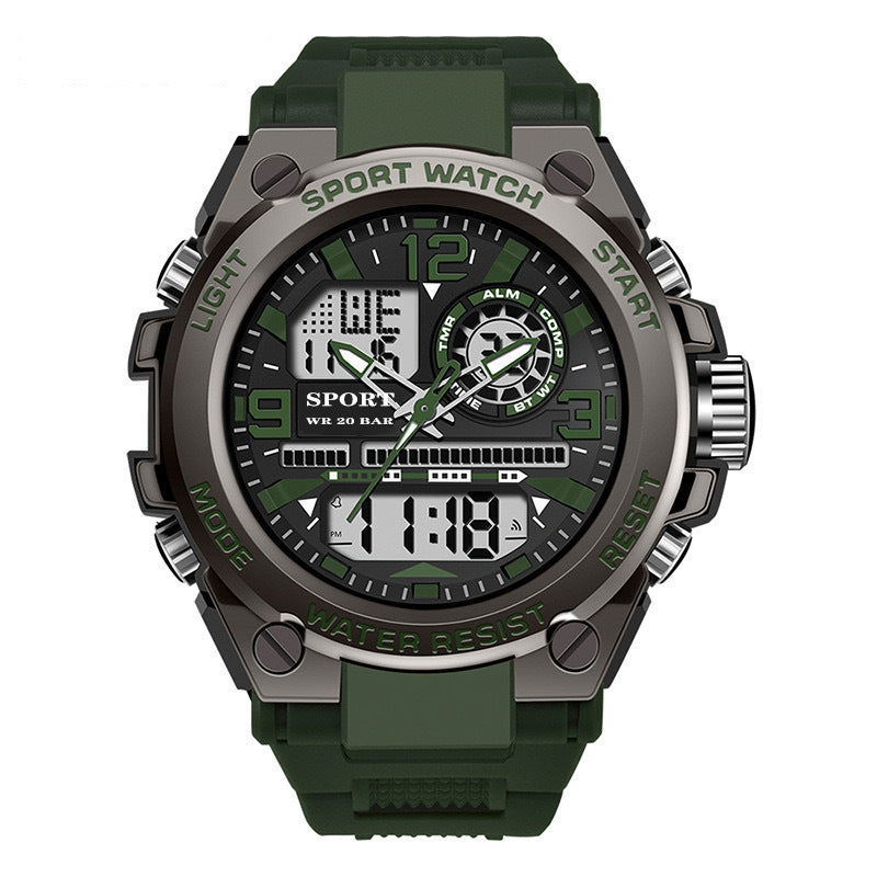 Men's Tactical Sport Watch | Dual Display Digital Analog Military Watch with Alarm, Timer, Compass & 20 BAR Water Resistance