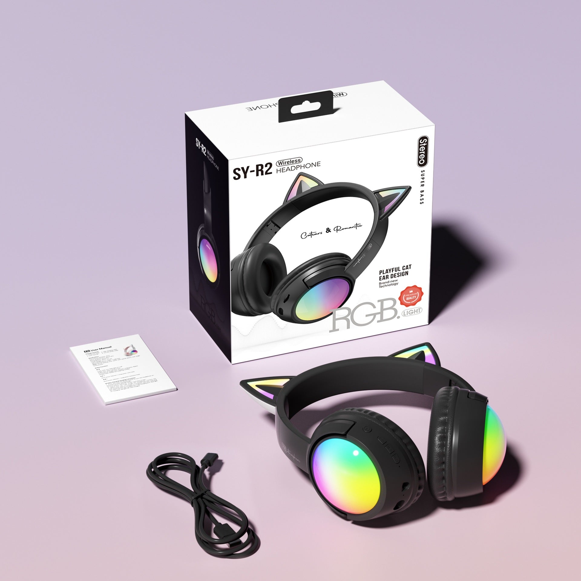 Wireless Bluetooth Over-Ear Headphones 6D Immersive Stereo Sound Foldable On-Ear Headset with Wired Mode USB Charging Cable Mic for Music Gaming Travel School - SY-T4
