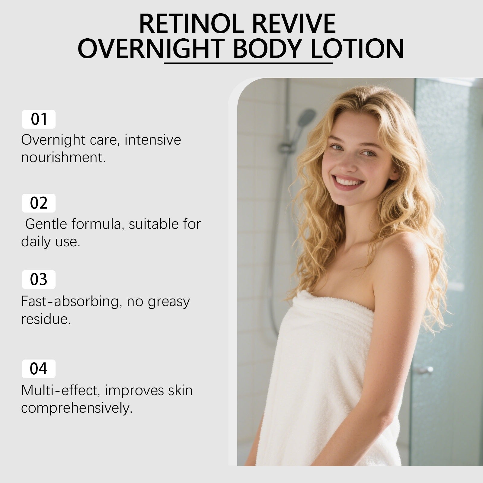 Retinol Revive Overnight Body Lotion 100g Fragrance Free with Encapsulated Retinol Aloe Glycerin Kelp Extract and Algae for Smooth Anti Aging Skin