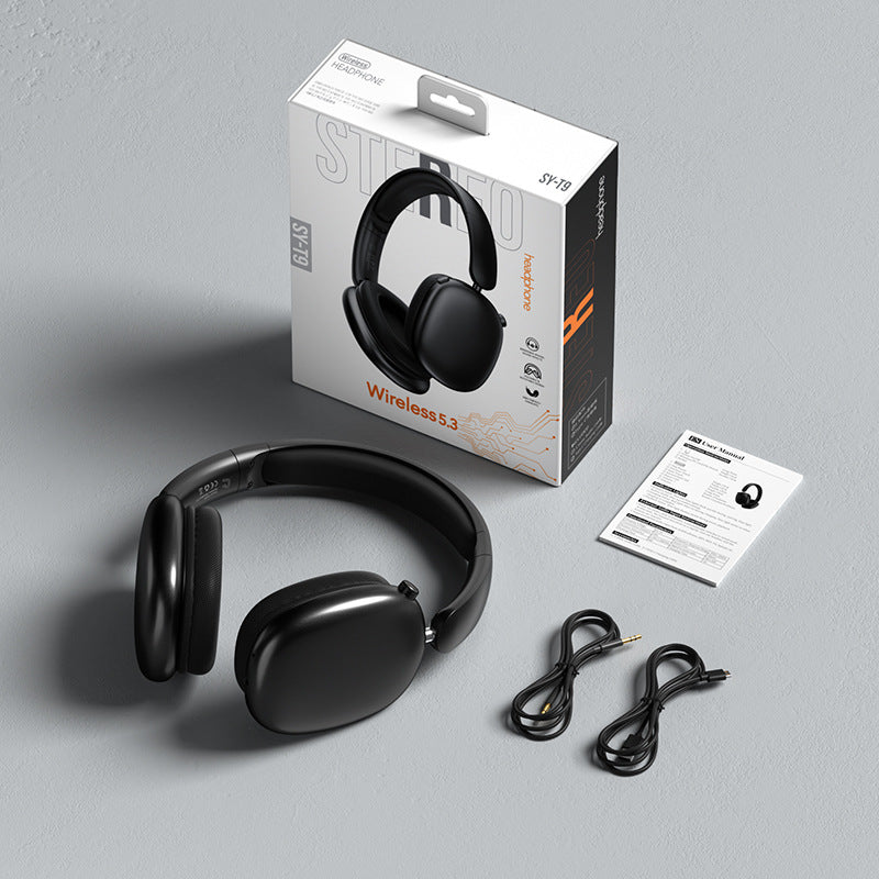 Wireless Bluetooth Over-Ear Headphones 6D Immersive Stereo Sound Foldable On-Ear Headset with Wired Mode USB Charging Cable Mic for Music Gaming Travel School - SY-T4