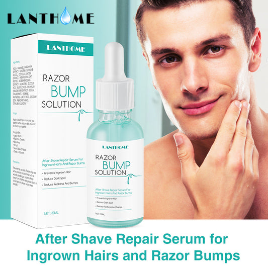 Lanthome Razor Bump Solution Serum 30ml - After Shave Repair Serum for Ingrown Hairs & Razor Burns - Prevents Bumps, Reduces Dark Spots & Redness - Full Body Smooth Skin Treatment