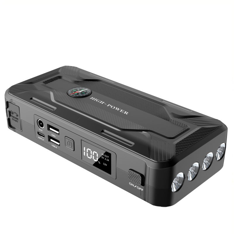 High Power Portable Car Jump Starter with LED Flashlight Compass & USB Power Bank ? Emergency Battery Booster with Carry Case