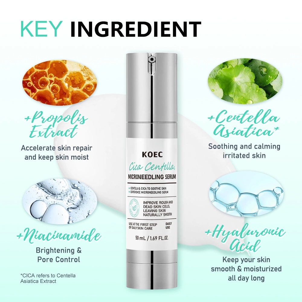 KOEC Cica Centella Microneedling Serum Set of 2 | Smooth & Soothe Skin 50ml Daily Use
