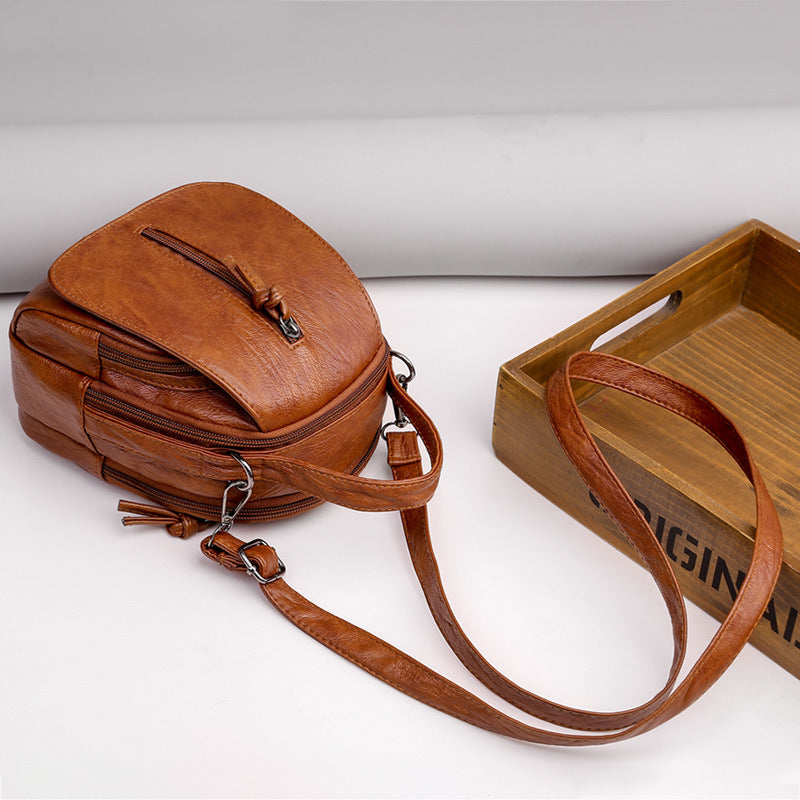 Brown Soft Leather Convertible Backpack Women | 3-in-1 Backpack Crossbody Handbag | Tassel Zip Vintage Bag