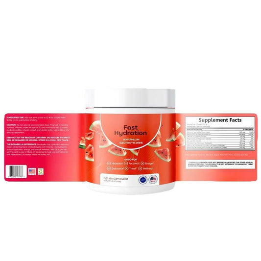 Fast Hydration Electrolyte Drink Powder | 6 Key Electrolytes | Zero Sugar | 30 Servings - Watermelon, Lemon Lime & Orange