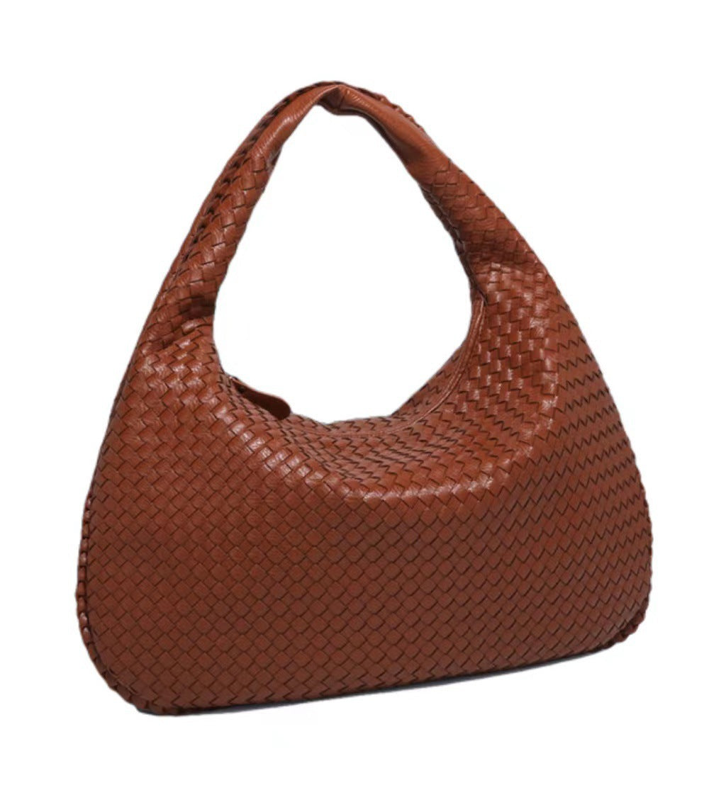 Black Woven Leather Hobo Bag Intrecciato Style Large Shoulder Tote Zip Closure | Women Luxury Designer Inspired Handwoven Handbag Everyday Casual Purse