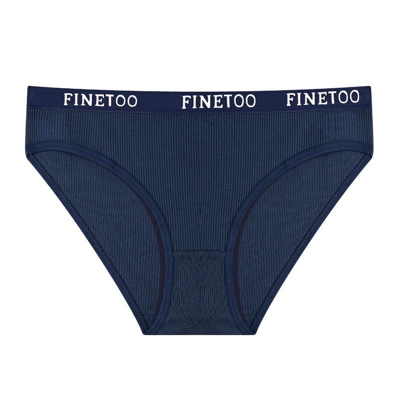FINETOO 3 قطع سراويل داخلية قطنية مضلعة للنساء، طقم سراويل داخلية ناعمة وضيقة، حزام خصر بشعار، ملابس داخلية يومية، لون أسود
