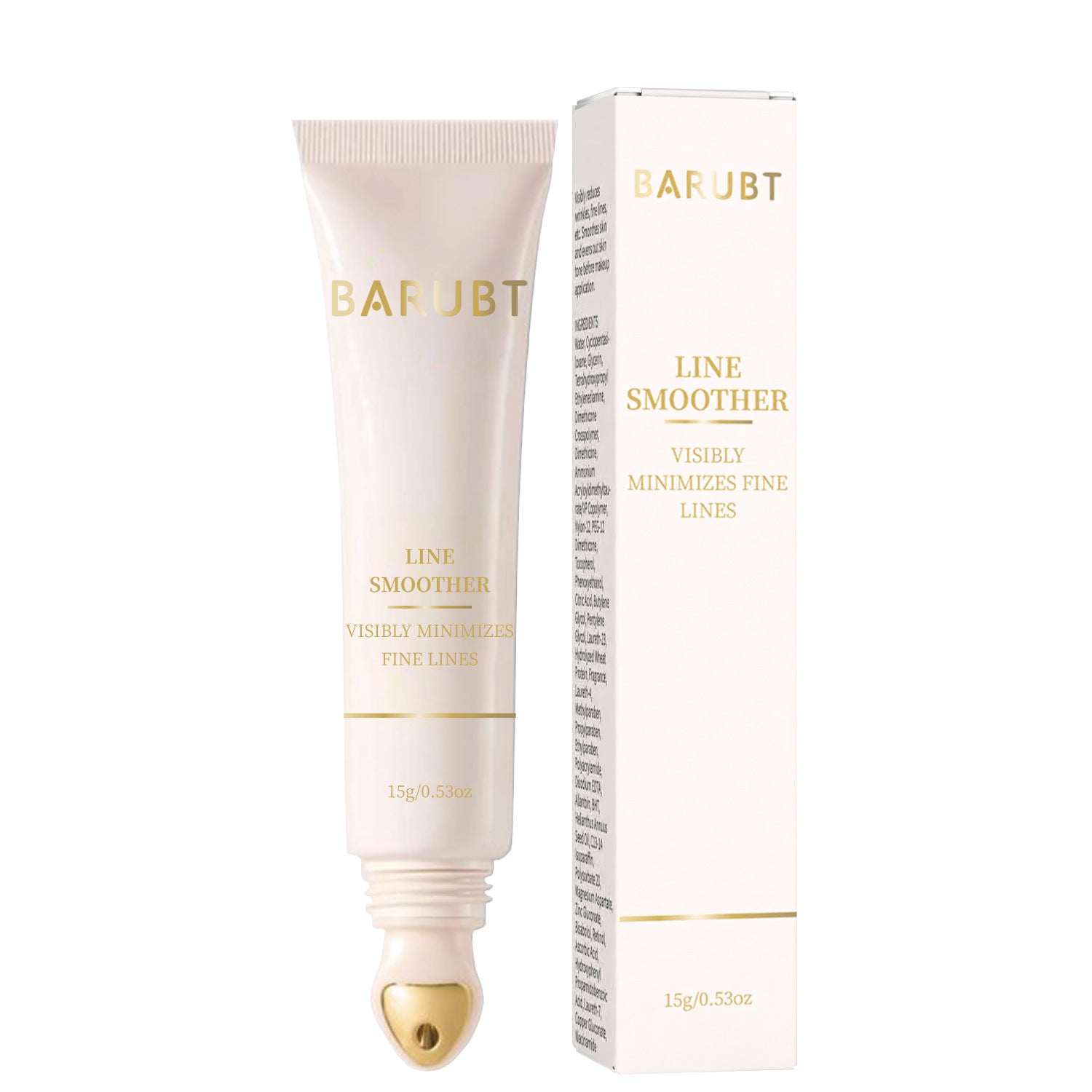 BARUBT Line Smoother 15g Visibly Minimizes Fine Lines with Gold Roller Tip Anti Aging Wrinkle Serum Cream for Smooth Even Skin Before Makeup