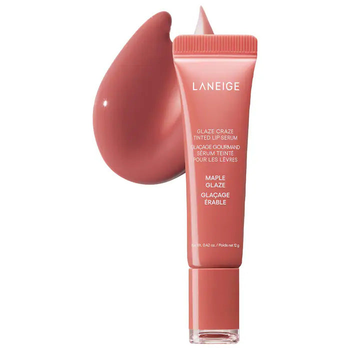 Laneige Glaze Craze Tinted Lip Serum | Hydrating Glossy Lip Serum Cinnamon Sugar Chocolate Peach 12g