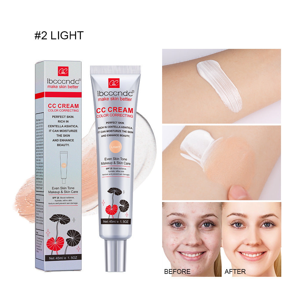 ibcccndc CC Cream Color Correcting SPF25 #2 Light | Centella Asiatica Even Skin Tone Moisturizing Makeup & Skincare 45ml