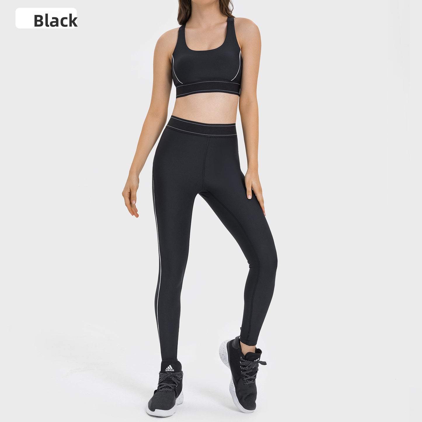 Black 2-Piece Activewear Set | High Waist Leggings & Racerback Sports Bra for Women