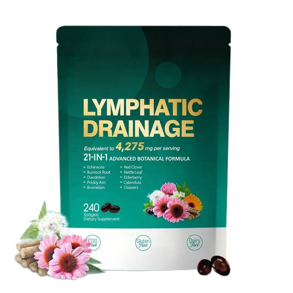 Lymphatic Drainage Supplement 21-in-1 | 4275mg Botanical Formula | 240 Softgels | Echinacea, Elderberry & More