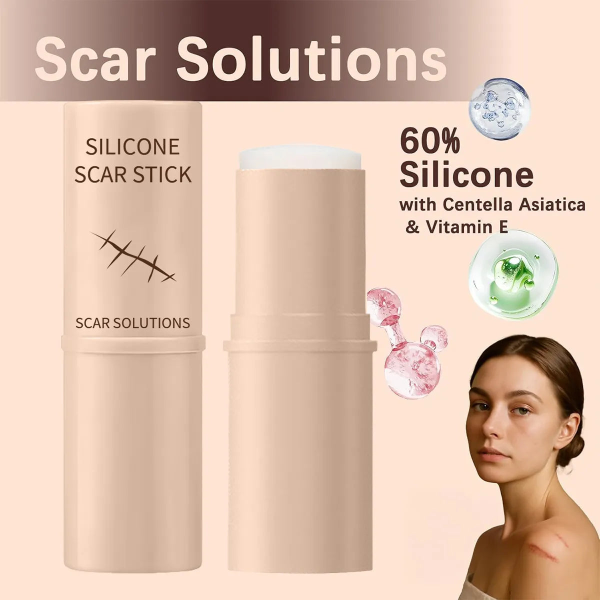 Silicone Scar Stick Set of 2 – Scar Solutions Scar Removal Treatment for Old & New Scars, Surgery, Acne & Stretch Marks