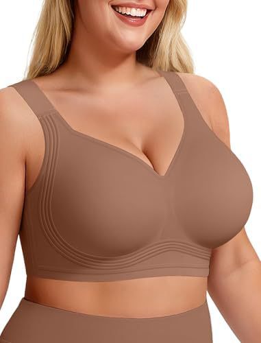 Full Coverage Wireless Bra Women | Seamless Molded Cup Wide Strap Comfort Bra | No Wire T-Shirt Bra Nude