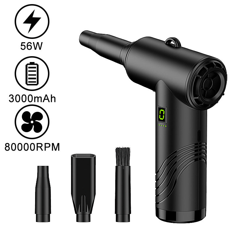 Portable Cordless Air Blower Vacuum Cleaner | USB Rechargeable Mini Dust Blower for Car Keyboard Computer | 2-in-1 Wireless Cleaning Gun with Brush Kit
