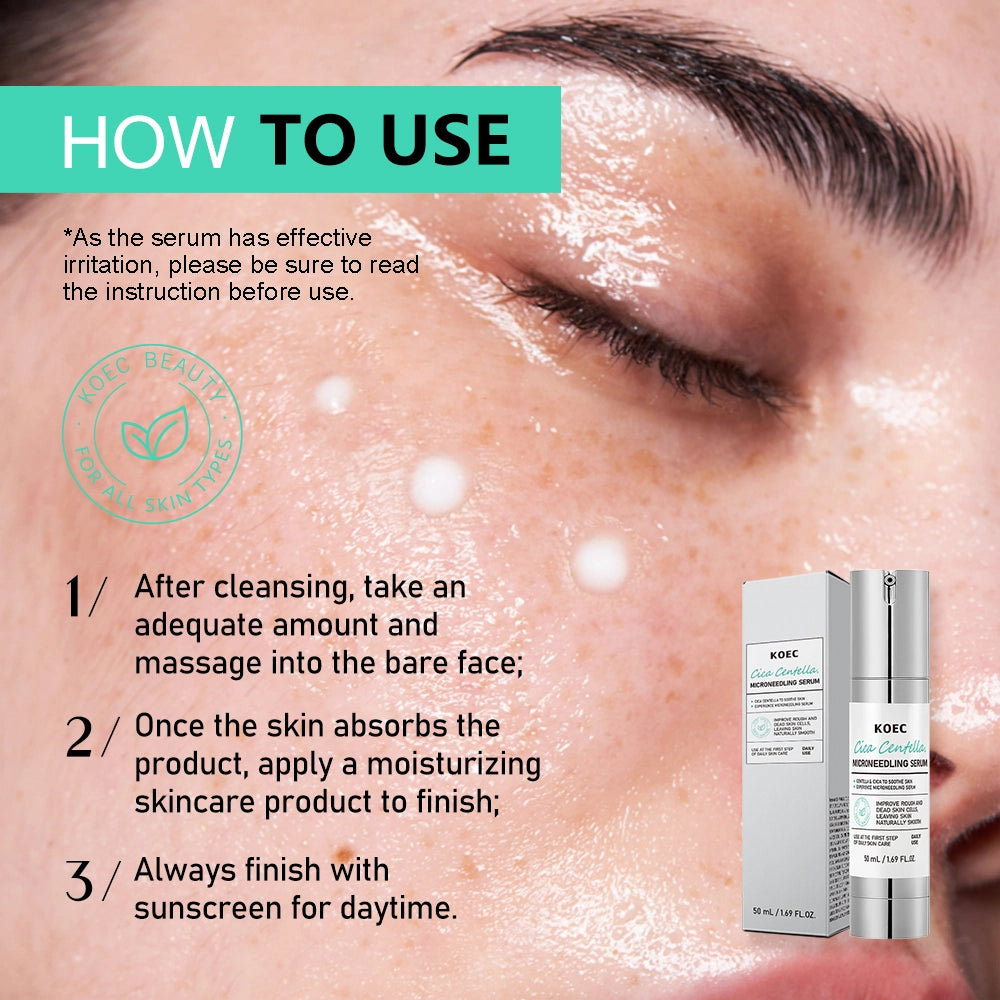 KOEC Cica Centella Microneedling Serum Set of 2 | Smooth & Soothe Skin 50ml Daily Use