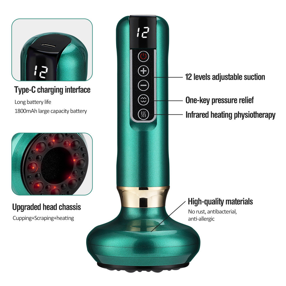 Electric Cupping Massage Device | Smart Vacuum Suction Body Massager | Adjustable LED Anti-Cellulite Cupping Therapy Tool