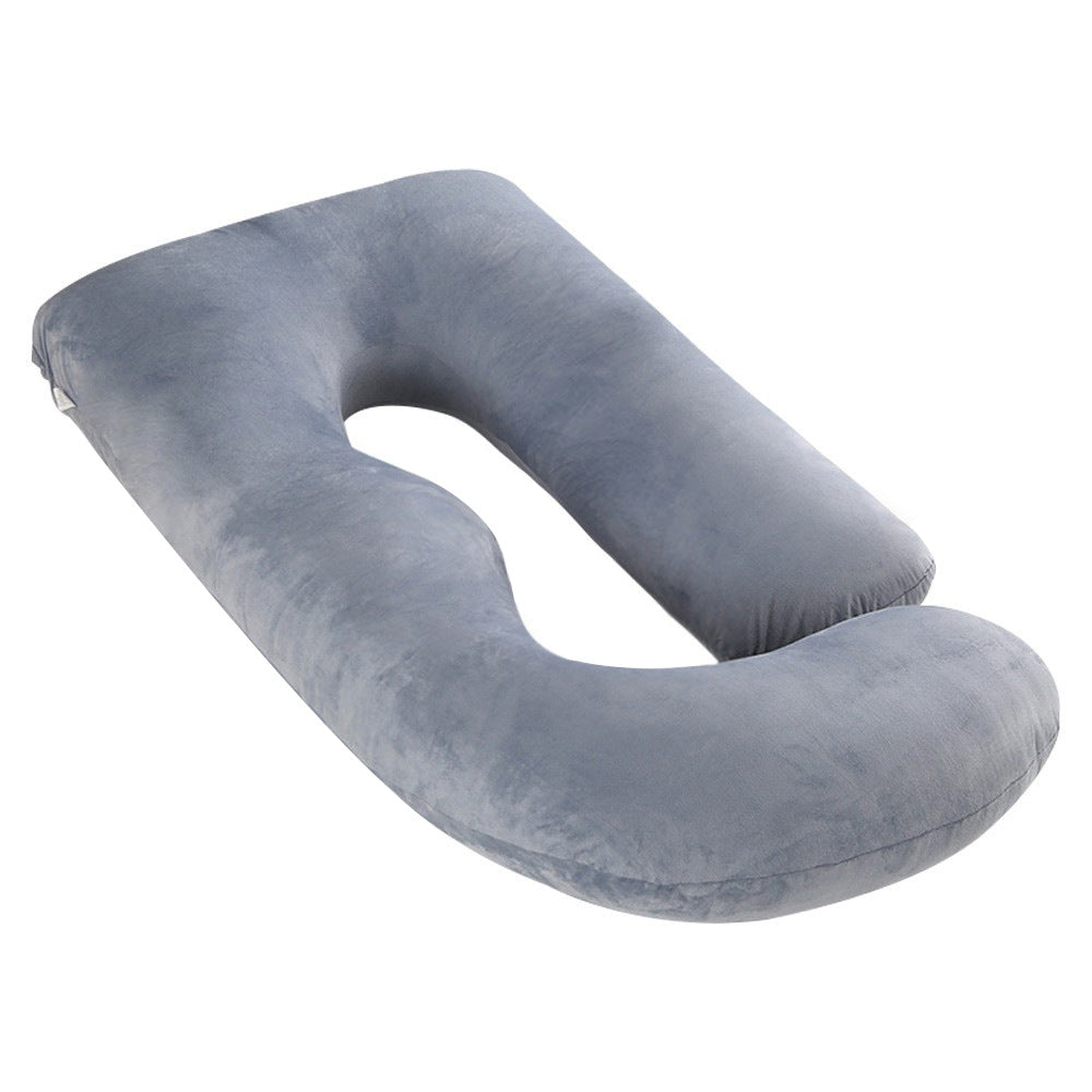 U-Shape Full Body Pregnancy Pillow | Velvet Maternity Body Pillow for Belly Back Hip & Knee Support | Side Sleeper Total Support Cushion | Grey