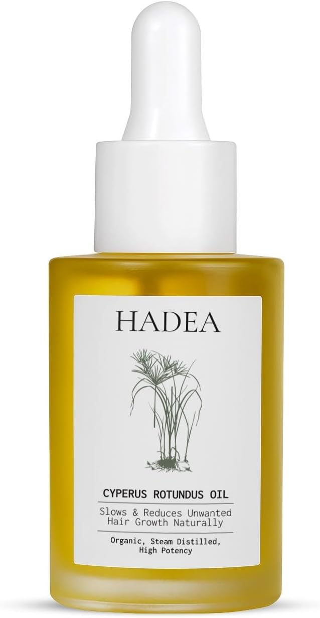 Hadea Organic Cyperus Rotundus Oil 30ml | Steam Distilled High Potency Hair Inhibitor | Naturally Slows & Reduces Unwanted Hair Growth