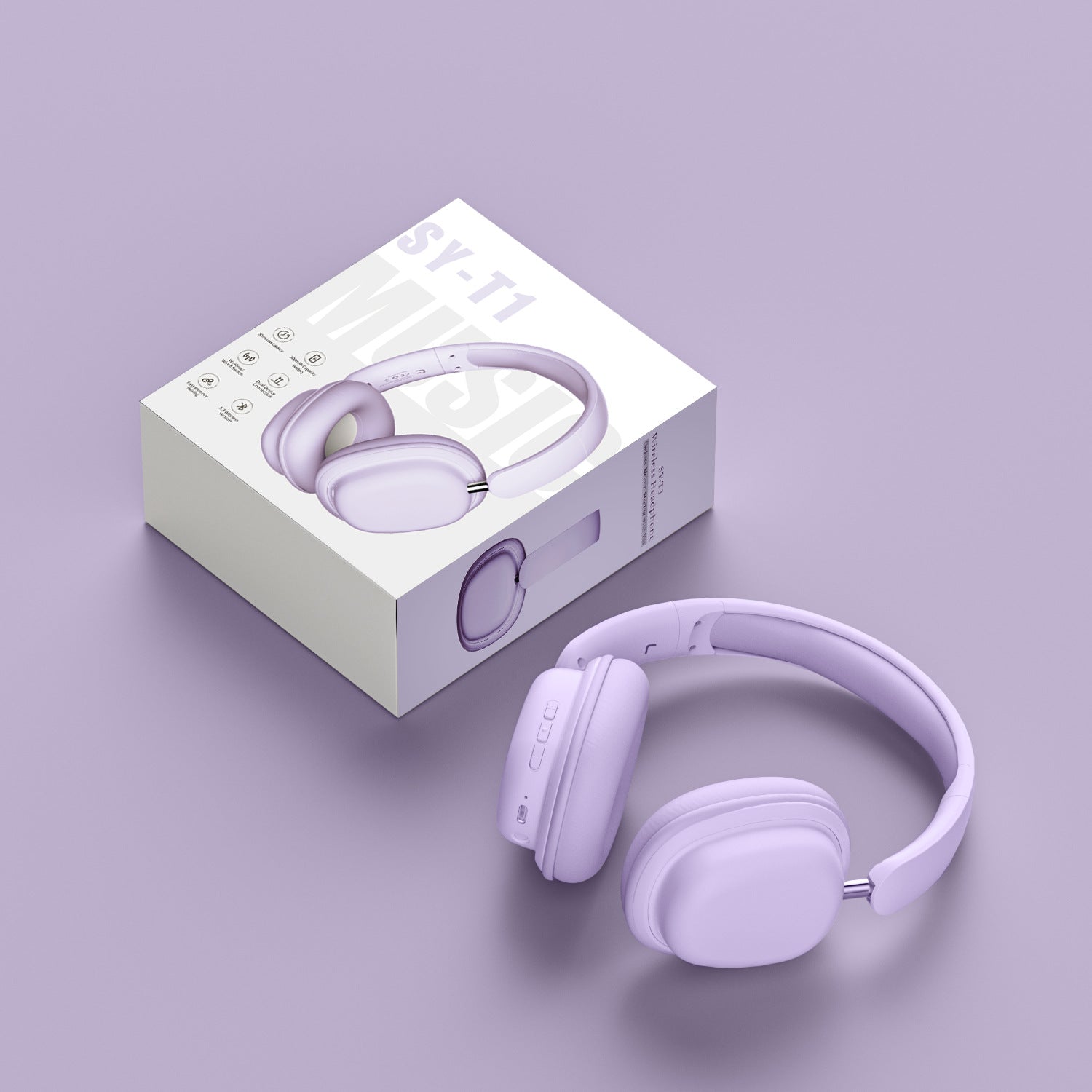 Wireless Bluetooth Over-Ear Headphones 6D Immersive Stereo Sound Foldable On-Ear Headset with Wired Mode USB Charging Cable Mic for Music Gaming Travel School - SY-T4