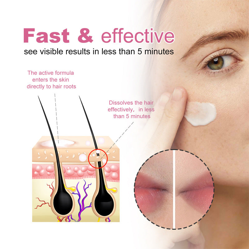 Rozino Facial Hair Removal Cream | Gentle Non-Irritating Peach Depilatory Cream for Face Upper Lip & Chin ? 50g / 1.75 fl oz