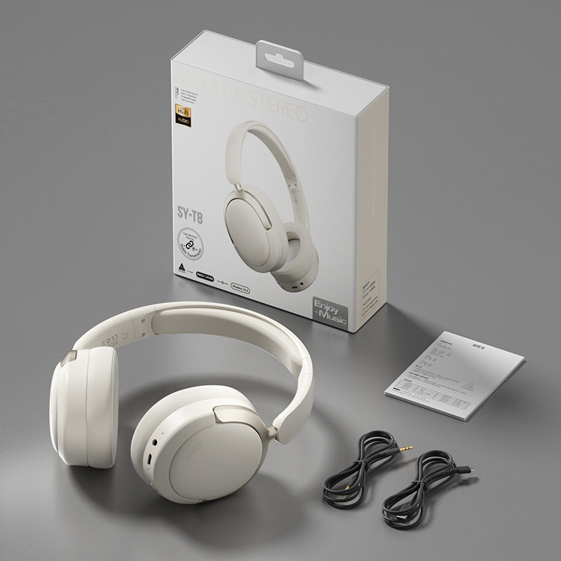 Wireless Bluetooth Over-Ear Headphones 6D Immersive Stereo Sound Foldable On-Ear Headset with Wired Mode USB Charging Cable Mic for Music Gaming Travel School - SY-T4