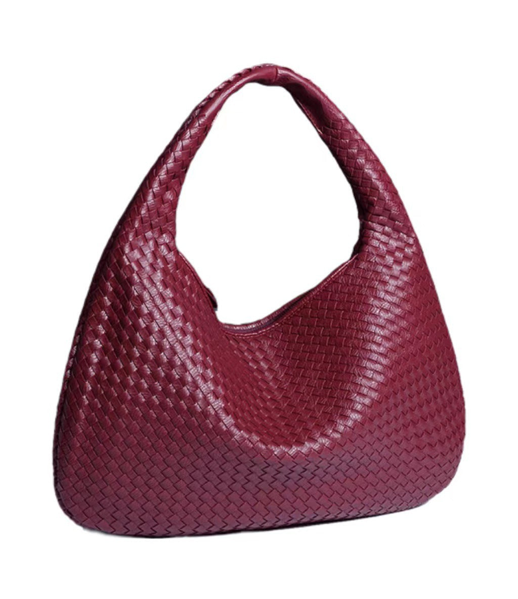 Black Woven Leather Hobo Bag Intrecciato Style Large Shoulder Tote Zip Closure | Women Luxury Designer Inspired Handwoven Handbag Everyday Casual Purse