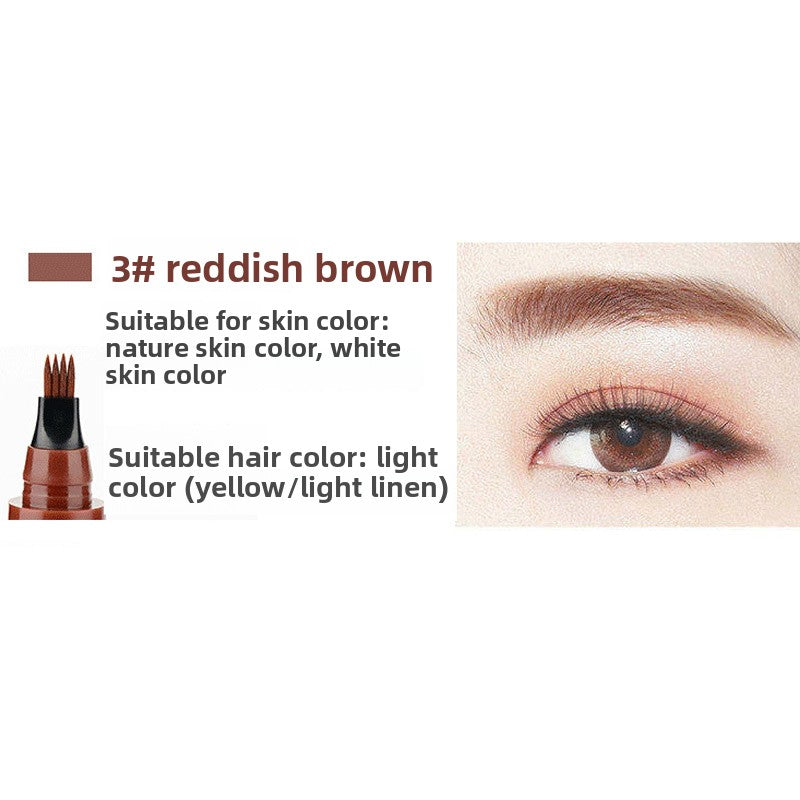 4-Tip Eyebrow Pen Microblading Tattoo Brow Pencil | Waterproof Long Lasting Hair Stroke Effect | Light Brown Dark Brown Black