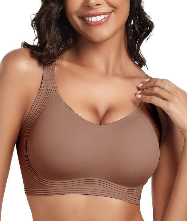 Women's Seamless Wireless Bra | Padded V-Neck No Underwire Comfort Bra | Soft Supportive Everyday Bralette Lavender