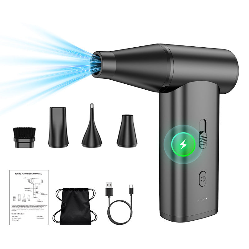 Portable Cordless Air Blower Vacuum Cleaner | USB Rechargeable Mini Dust Blower for Car Keyboard Computer | 2-in-1 Wireless Cleaning Gun with Brush Kit