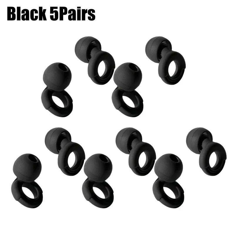 Silicone Ear Tips Replacement for Earbuds | Noise Reducing Ear Plugs | White Pink Black | 3 Pairs Set