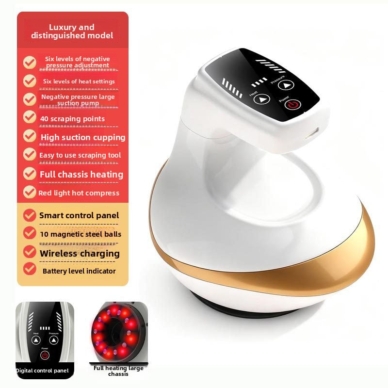 Electric Cupping & Gua Sha Massage Device | Red Light Heat Therapy Body Massager with 6-Level Suction & EMS
