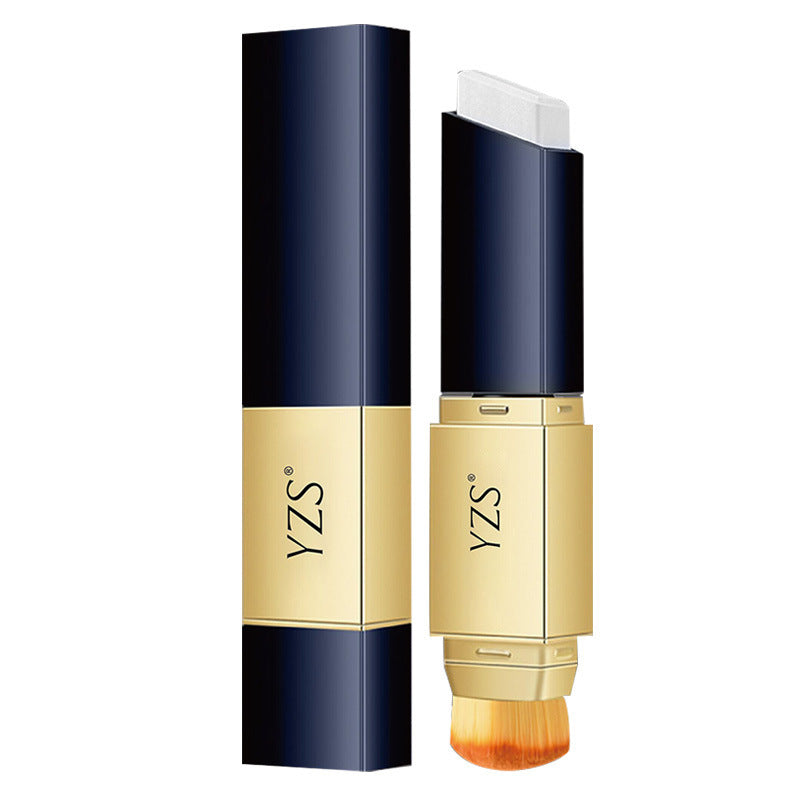 YZS 2-in-1 Luxury Foundation Concealer Stick with Built-In Brush | Navy Blue Gold Premium Makeup Stick | Full Coverage Flawless Complexion Blending Foundation | Long Lasting Natural Finish for All Skin Types