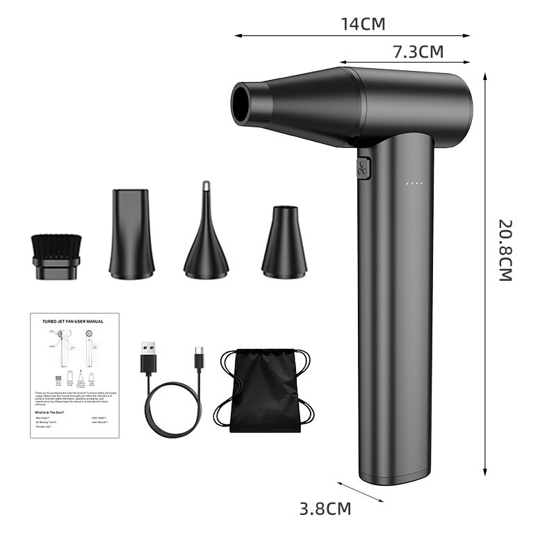 Portable Cordless Air Blower Vacuum Cleaner | USB Rechargeable Mini Dust Blower for Car Keyboard Computer | 2-in-1 Wireless Cleaning Gun with Brush Kit