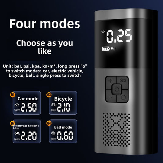 Gonfiatore Digitale Portatile per Pneumatici | Display LCD, Spegnimento Automatico, 4 Ugelli - Compressore per Gomme Auto con Cavo Accendisigari