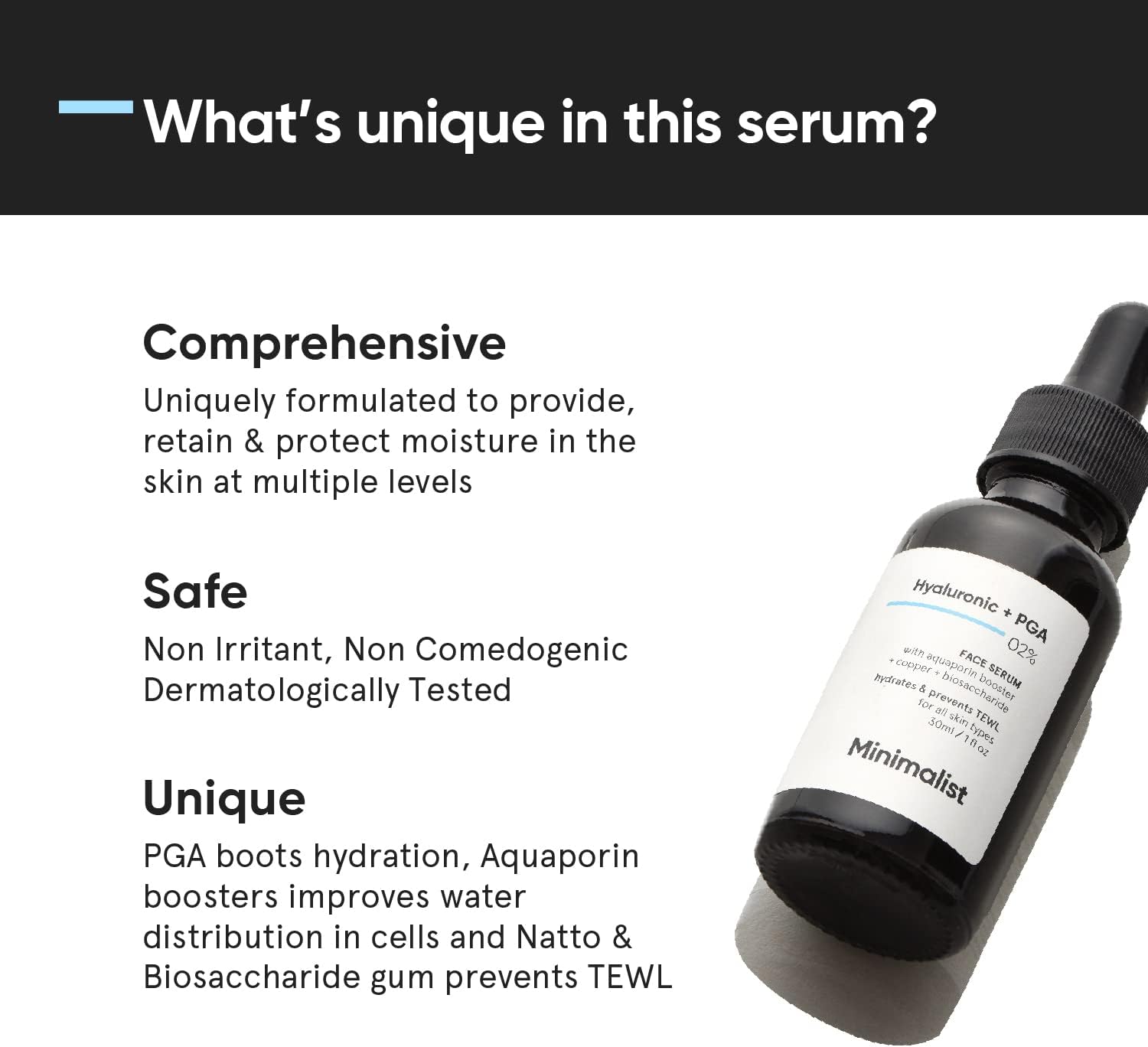 Minimalist Hyaluronic + PGA 02% Face Serum Set of 3 | Hydrates & Prevents TEWL | 30ml
