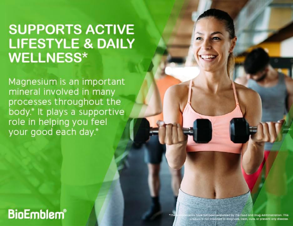 BioEmblem Triple Complex Magnesium 300mg Set of 2 | 90 Veggie Caps | Malate + Glycinate + Citrate High Absorption Non-GMO Supplement